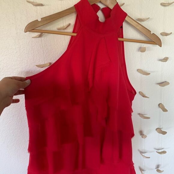 Red halter layering blouse - Picture 5 of 5